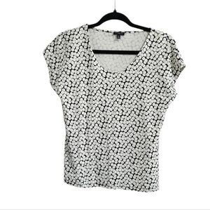 Talbots Monochrome Geometric Cap Sleeve Blouse